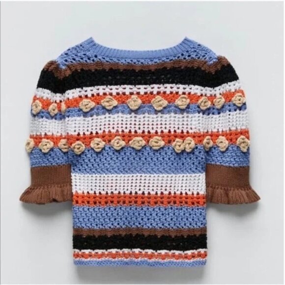 Zara TRF woman floral knit sweater Size M NEW WITH TAG! - Picture 7 of 10